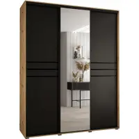 MEBLE KRYSPOL Davos 11 Schrank, drei Türen - 235,2x190x60 cm - Artisan Schwarz Schwarz