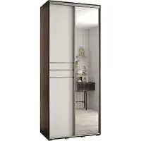 MEBLE KRYSPOL Cannes 11 Schrank mit 2 Schiebetüren - 205,2x100x45 cm - Schwarz Weiß Silber