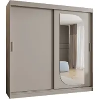 MEBLE KRYSPOL LUCY 200 Kleiderschrank mit zwei Schiebetüren für Schlafzimmer – moderner Aufbewahrungsschrank mit Kleiderstange und Regalen – 200x200x62cm - Kaschmir