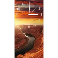 Wallario Design Wanduhr bedruckt, Größe 30 x 60 cm, Motiv: Grand Canyon bei Sonnenuntergang