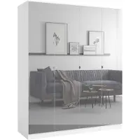 Mzm24 Drehtürenschrank mit Spiegel Monza 4D 160 Weiß