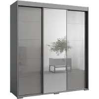 Mzm24 Schiebetürenschrank mit Spiegel Como 3D1L 180 Grau (Lacobel)