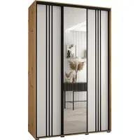 MEBLE KRYSPOL Cannes 7 Schrank mit 3 Schiebetüren - 205,2x150x60 cm - Artisan Weiß Schwarz