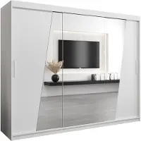 MEBLE KRYSPOL Kleiderschrank, Schiebetürenschrank Schlafzimmer, Schrank mit Spiegel RHOMB 250 cm