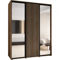 MEBLE KRYSPOL Lanko 2 Schrank mit 3 Schiebetüren - 235,2x190x60 cm - Artisan Schwarz Artisan