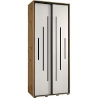 MEBLE KRYSPOL Cannes 12 Schrank mit 2 Schiebetüren - 205,2x100x60 cm - Artisan Weiß Schwarz