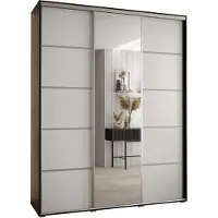 MEBLE KRYSPOL Davos 5 Schrank, drei Türen - 235,2x190x45 cm - Schwarz Weiß Silber