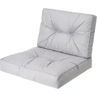 Bjird Sesselkissen, Kissen für Rattanmöbel, Sitzkissen & Rückenkissen, Sitzkissen für Sessel / Stühle - Indoor & Outdoor - Anti-Rutsch - 59x59, 59x39 cm, Asche