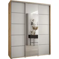 MEBLE KRYSPOL Cannes 5 Schrank mit 3 Schiebetüren - 205,2x190x45 cm - Artisan Weiß Silber