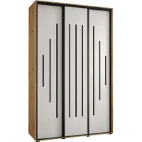 MEBLE KRYSPOL Cannes 12 Schrank mit 3 Schiebetüren - 205,2x150x45 cm - Artisan Weiß Schwarz