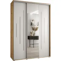 MEBLE KRYSPOL Davos 13 Schrank, drei Türen - 235,2x180x45 cm - Artisan Weiß Silber