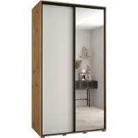 MEBLE KRYSPOL Cannes 3 Schrank mit 2 Schiebetüren - 205,2x140x60 cm - Artisan Weiß Schwarz