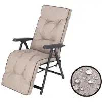 Bjird Liegenauflage Auflage für Gartenstuhl mit Fußstütze, Auflage für Gartenliege Liegestuhl mit mit Bindebänder und Gummi-Befestigungsbänder - 160 x 50 cm, Beige Ekolen