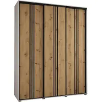 MEBLE KRYSPOL Davos 6 Schrank, drei Türen - 235,2x190x45 cm - Weiß Artisan Schwarz