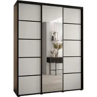 MEBLE KRYSPOL Davos 5 Schrank, drei Türen - 235,2x190x45 cm - Schwarz Weiß Schwarz