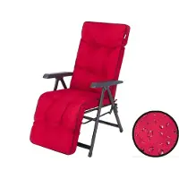 Bjird Liegenauflage Auflage für Gartenstuhl mit Fußstütze, Auflage für Gartenliege Liegestuhl mit mit Bindebänder und Gummi-Befestigungsbänder - 160 x 50 cm, Rot Oxford