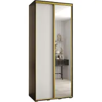 MEBLE KRYSPOL Davos 3 Schrank, zwei Türen - 235,2x110x45 cm - Schwarz Weiß Gold