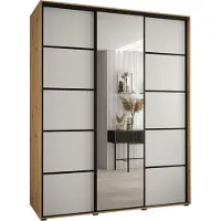 MEBLE KRYSPOL Davos 5 Schrank, drei Türen - 235,2x190x60 cm - Artisan Weiß Schwarz