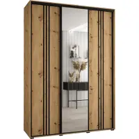 MEBLE KRYSPOL Davos 7 Schrank, drei Türen - 235,2x170x60 cm - Artisan Artisan Schwarz