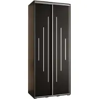 MEBLE KRYSPOL Cannes 12 Schrank mit 2 Schiebetüren - 205,2x100x60 cm - Schwarz Schwarz Silber