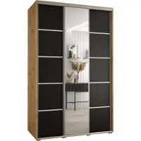 MEBLE KRYSPOL Davos 5 Schrank, drei Türen - 235,2x150x60 cm - Artisan Schwarz Silber