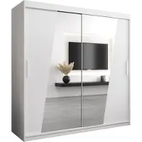 MEBLE KRYSPOL Kleiderschrank, Schiebetürenschrank Schlafzimmer, Schrank mit Spiegel RHOMB 200 cm
