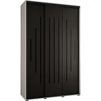MEBLE KRYSPOL Cannes 12 Schrank mit 3 Schiebetüren - 205,2x150x45 cm - Weiß Schwarz Schwarz
