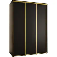 MEBLE KRYSPOL Cannes 1 Schrank mit 3 Schiebetüren - 205,2x170x60 cm - Schwarz Schwarz Gold
