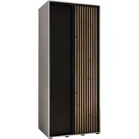 MEBLE KRYSPOL Sapporo 1 Schrank mit 2 Schiebetüren - 205,2x110x60 cm - Weiß Schwarz Artisan