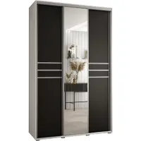 MEBLE KRYSPOL Davos 11 Schrank, drei Türen - 235,2x150x60 cm - Weiß Schwarz Silber