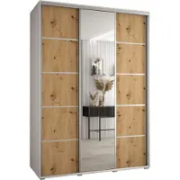 MEBLE KRYSPOL Davos 5 Schrank, drei Türen - 235,2x170x60 cm - Weiß Artisan Silber