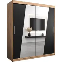 MEBLE KRYSPOL Kleiderschrank, Schiebetürenschrank Schlafzimmer, Schrank mit Spiegel RHOMB 180 cm