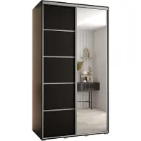 MEBLE KRYSPOL Davos 5 Schrank, zwei Türen - 235,2x130x60 cm - Schwarz Schwarz Silber