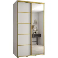 MEBLE KRYSPOL Davos 5 Schrank, zwei Türen - 235,2x130x60 cm - Weiß Weiß Gold