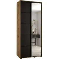 MEBLE KRYSPOL Cannes 5 Schrank mit 2 Schiebetüren - 205,2x120x45 cm - Artisan Schwarz Schwarz
