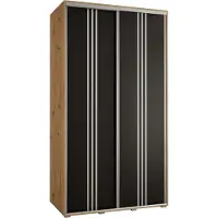 MEBLE KRYSPOL Davos 6 Schrank, zwei Türen - 235,2x140x60 cm - Artisan Schwarz Silber