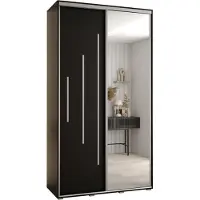 MEBLE KRYSPOL Cannes 13 Schrank mit 2 Schiebetüren - 205,2x130x45 cm - Schwarz Schwarz Silber