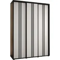 MEBLE KRYSPOL Davos 6 Schrank, drei Türen - 235,2x180x45 cm - Schwarz Weiß Schwarz