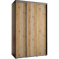 MEBLE KRYSPOL Davos 6 Schrank, drei Türen - 235,2x150x60 cm - Schwarz Artisan Silber