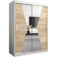 MEBLE KRYSPOL Kleiderschrank, Schiebetürenschrank Schlafzimmer, Schrank mit Spiegel MAROKO 150 cm