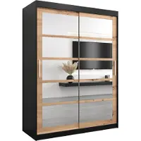 MEBLE KRYSPOL Kleiderschrank, Schiebetürenschrank Schlafzimmer, Schrank mit Spiegel ROMA 2 150 cm