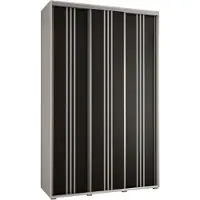 MEBLE KRYSPOL Davos 6 Schrank, drei Türen - 235,2x160x45 cm - Weiß Schwarz Silber