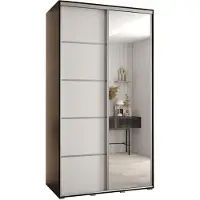 MEBLE KRYSPOL Cannes 5 Schrank mit 2 Schiebetüren - 205,2x140x60 cm - Schwarz Weiß Silber