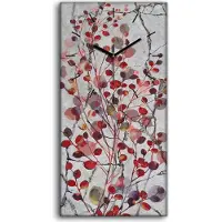 Coloray Wanduhr Bürouhr Leinwand Bild 30x60 Malerei Abstrakte Blätter Zweige Kunst - schwarze Hände