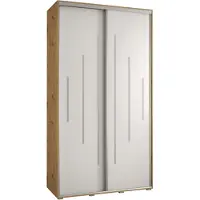 MEBLE KRYSPOL Cannes 12 Schrank mit 2 Schiebetüren - 205,2x140x60 cm - Artisan Weiß Silber