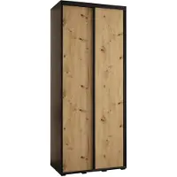 MEBLE KRYSPOL Cannes 1 Schrank mit 2 Schiebetüren - 205,2x110x45 cm - Schwarz Artisan Schwarz