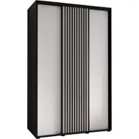 MEBLE KRYSPOL Sapporo 1 Schrank mit 3 Schiebetüren - 205,2x150x60 cm - Schwarz Weiß Schwarz