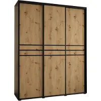 MEBLE KRYSPOL Cannes 10 Schrank mit 3 Schiebetüren - 205,2x190x60 cm - Schwarz Artisan Schwarz