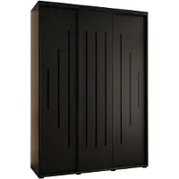 MEBLE KRYSPOL Cannes 12 Schrank mit 3 Schiebetüren - 205,2x170x45 cm - Schwarz Schwarz Schwarz