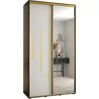 MEBLE KRYSPOL Cannes 13 Schrank mit 2 Schiebetüren - 205,2x140x60 cm - Schwarz Weiß Gold